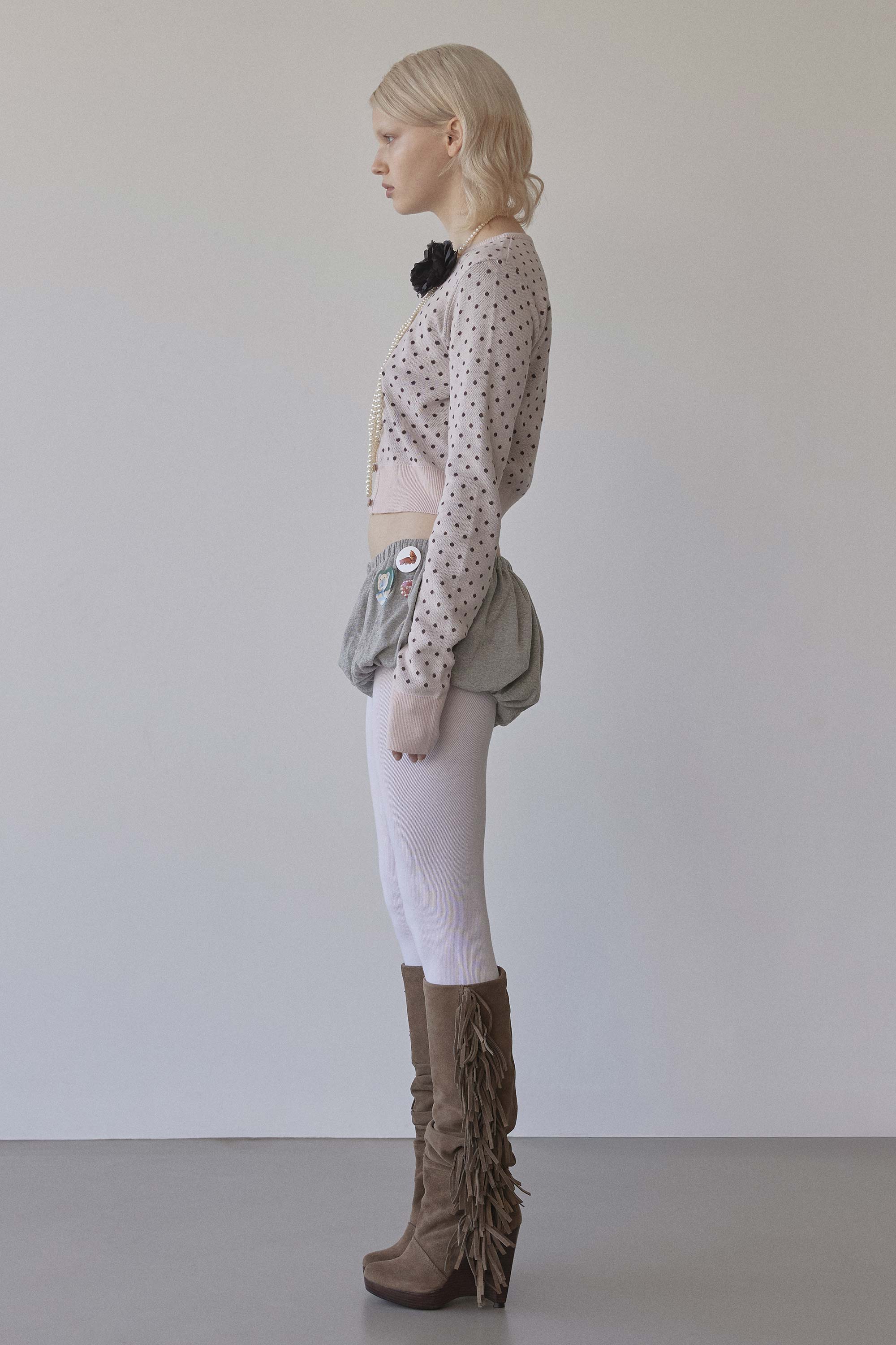 Polka Dot Cardigan Baby Pink/Brown