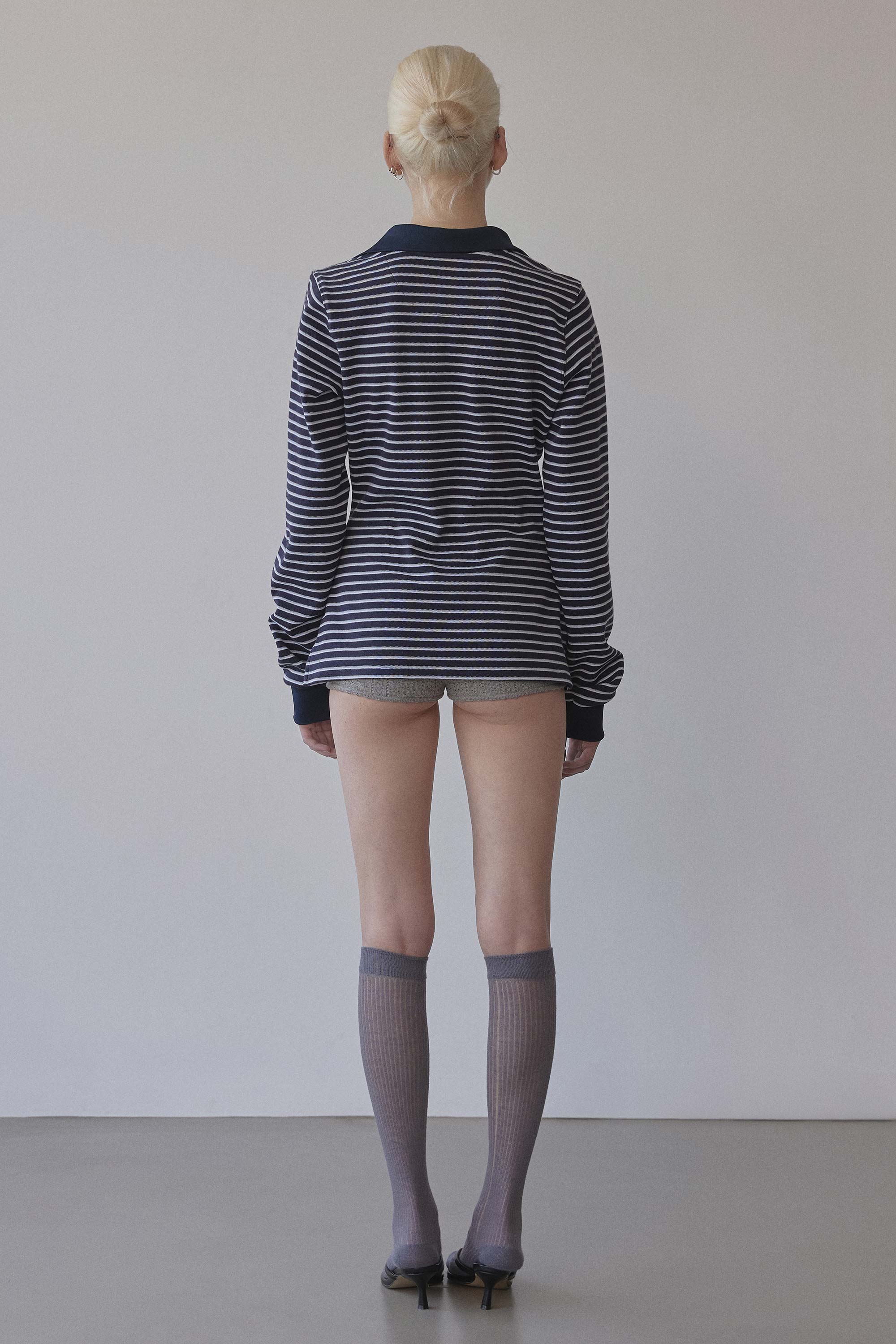 Shirring Tennis Shirt Navy